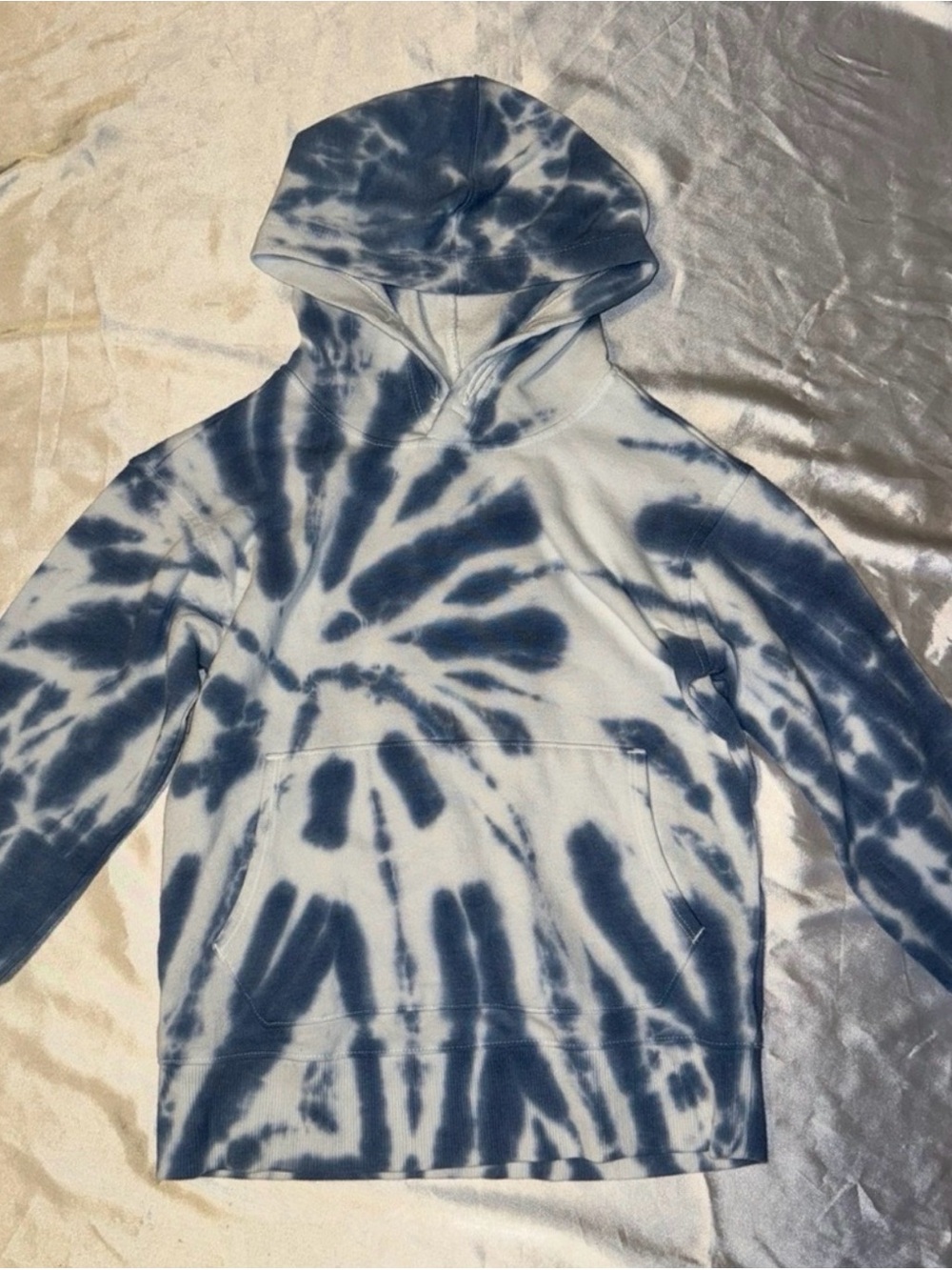 Kids Blue and White Tie-Dye Hoodie Sweatshirt